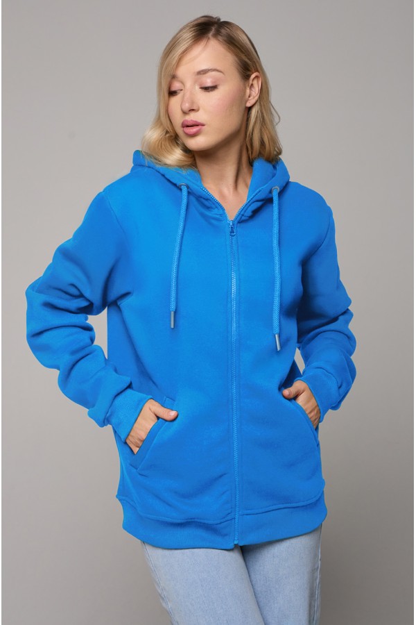 Бирюзовая худи на молнии женская премиум Premium turquoise zip hoodie woman L-44-46-Woman-(Женский) Бирюзовая худи на молнии женская премиум