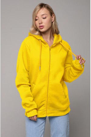 Желтая худи на молнии женская премиум