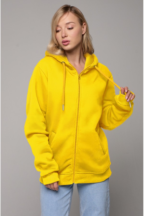  Premium yellow zip hoodie woman XL-46-48-Woman-(Женский)    Желтая худи на молнии женская премиум 