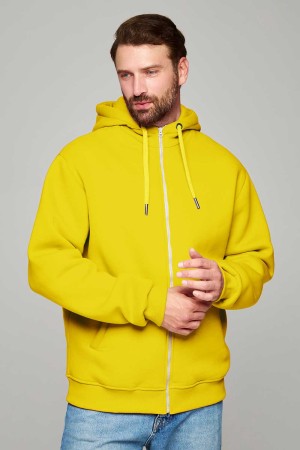 Мужская премиум желтая худи на молнии