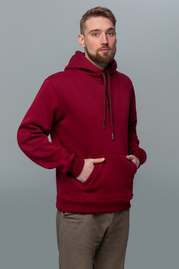  Anorak zip-hoodie « Bordo » M-48-Unisex-(Мужской)    Анорак худи бордовая на молнии мужская (унисекс) утепленная  
