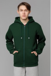 Мужская классическая темно-зеленая худи на молнии