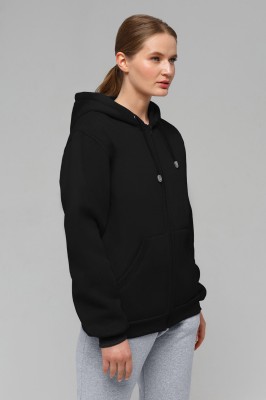 Черная зип худи с начесом утепленная. Купить качественные толстовки российского производства. Вышиваем и печатаем.