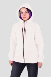 Белая худи на молнии женская с капюшоном базовая