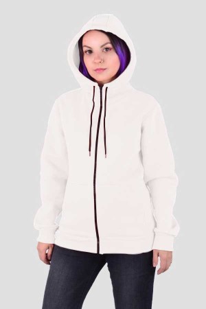 Белая худи на молнии женская с капюшоном базовая
