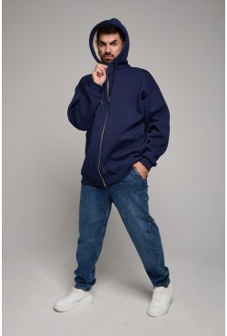Зип-Худи Оверсайз Темно-Синий (унисекс)