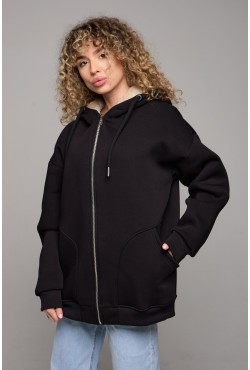 Зип-худи оверсайз черная женская (унисекс)