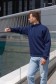 Мужской темно-синий пуловер - свитшот с укороченной молнией теплый   Магазин Толстовок Пуловер премиум мужской | Premium pullover man
