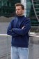 Мужской темно-синий пуловер - свитшот с укороченной молнией теплый   Магазин Толстовок Пуловер премиум мужской | Premium pullover man
