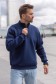  Dark blue Olympic sweatshirt Man с укороченной молнии  3XL-56-Unisex-(Мужской)    Мужской темно-синий пуловер - свитшот с укороченной молнией теплый 