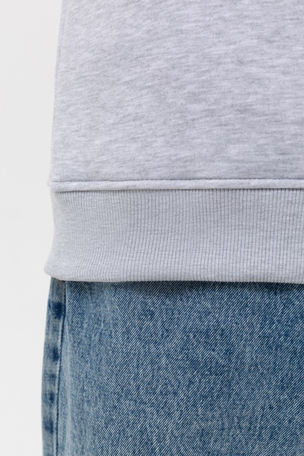 Мужской серый пуловер - свитшот с укороченной молнией теплый   Магазин Толстовок Пуловер премиум мужской | Premium pullover man