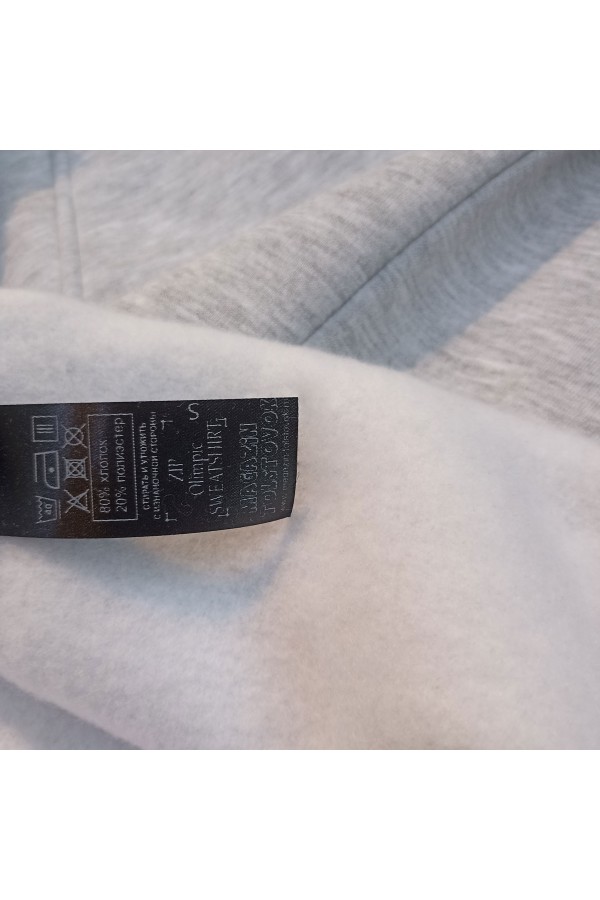 Мужской серый пуловер - свитшот с укороченной молнией теплый   Магазин Толстовок Пуловер премиум мужской | Premium pullover man