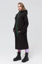 Черный плащ женский черный/зеленый из ткани double fleece   Магазин Толстовок 