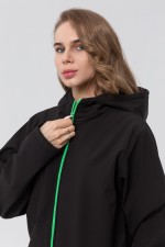 Черный плащ женский черный/зеленый из ткани double fleece   Магазин Толстовок 