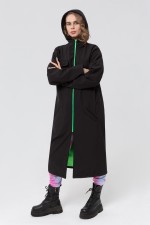  double fleece raincoat woman black\green    Черный плащ женский черный/зеленый из ткани double fleece 