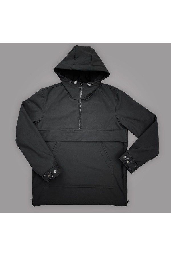 Куртка анорак мужская (unisex) водонепроницаемая из ткани softshell черная Snowboard anorak softshell black man XS-44-Unisex-(Мужской) Куртка анорак мужская (unisex) водонепроницаемая из ткани softshell черная