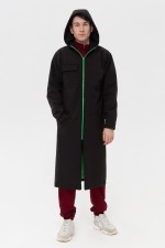 Черный плащ мужской черный/зеленый из ткани double fleece   Магазин Толстовок 