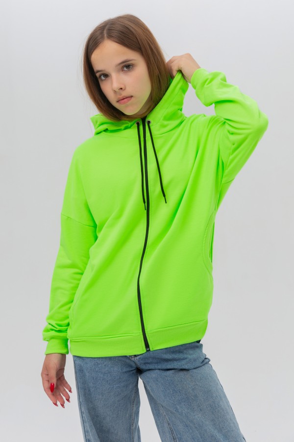 Зиппер летний подростковый Неоновый зеленый цвет   Магазин Толстовок Летние Подростковые Зипперы