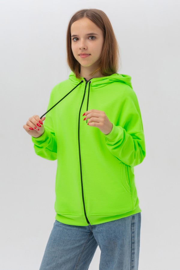  Summer Teen Zipper Neon Green L-42-44-Teenage-(Подростковый)    Зиппер летний подростковый Неоновый зеленый цвет 