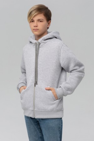 Подростковая премиум серое худи на молнии - унисекс для мальчиков и девочек с 12 лет