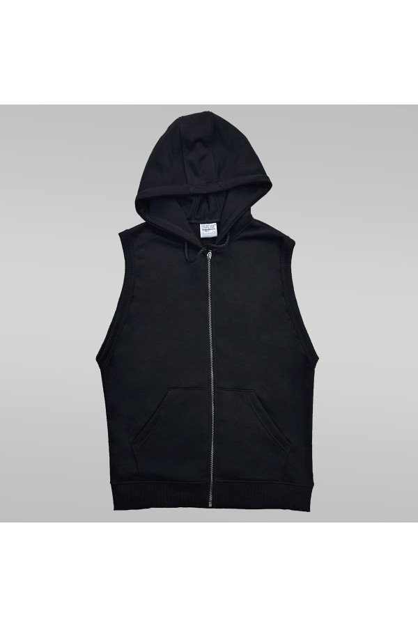  Vest zip black man XS-44-Unisex-(Мужской)    Мужской черный жилет на молнии 