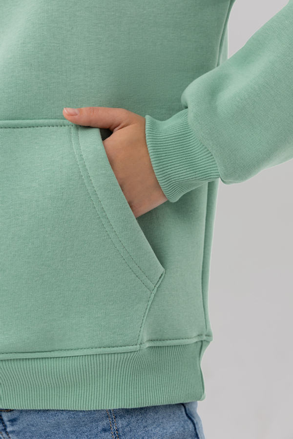 Женская худи с капюшоном премиум цвет Шалфей 340гр/м.кв   Магазин Толстовок Premium Hoodie - Большие размеры