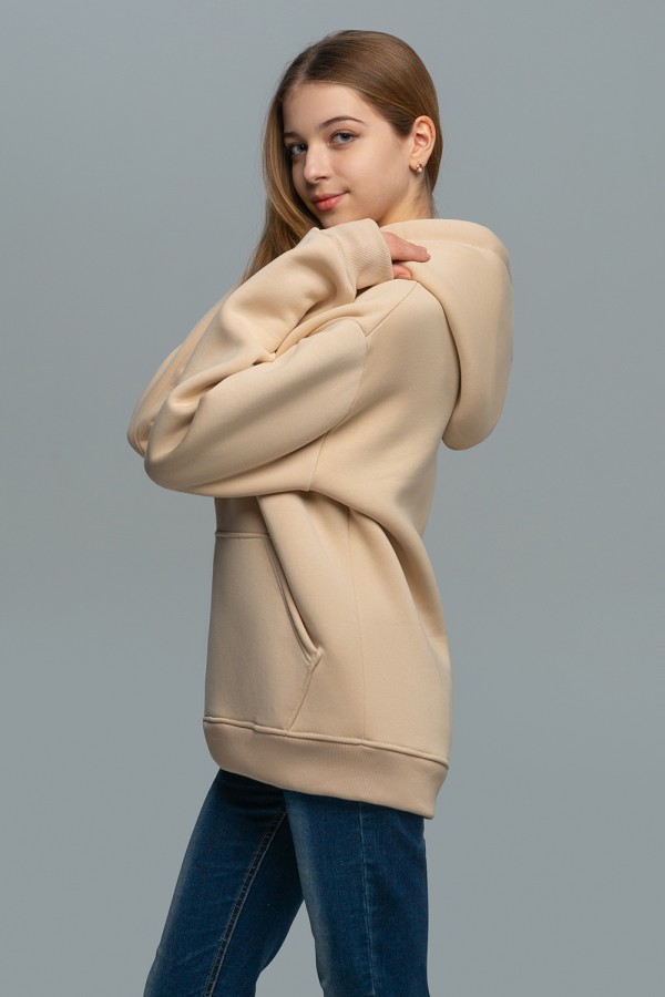 Женская худи с капюшоном премиум качества Кремовая 340гр/м.кв   Магазин Толстовок Premium Hoodie Woman