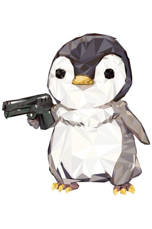 Принт "Пингви с пистолетом"