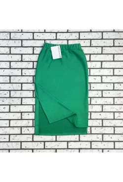 Юбка из футера длинная с разрезом однотонная цвет аквамарин