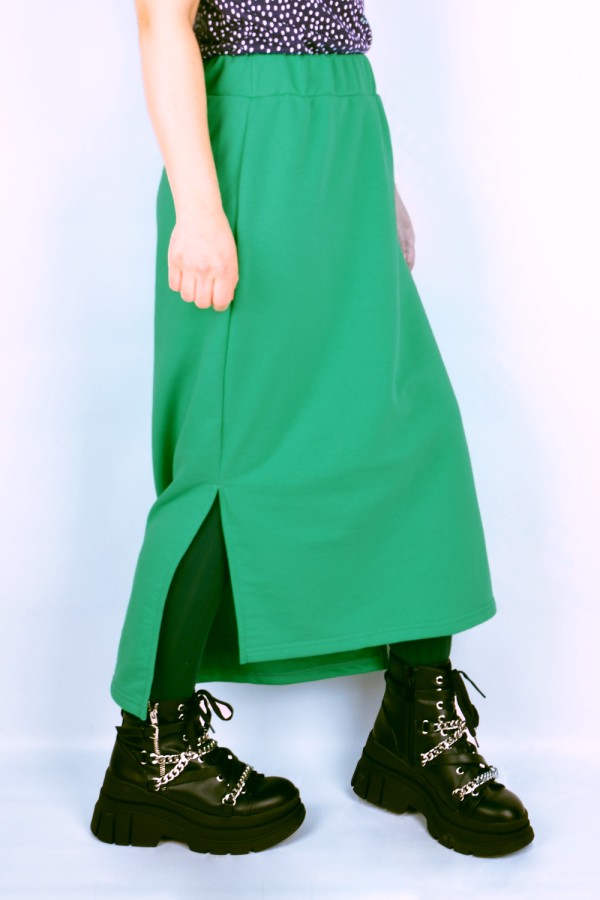 Юбки из футера Юбка из футера длинная с разрезом однотонная цвет аквамарин 3 Юбка из футера длинная с разрезом однотонная цвет аквамарин Магазин Толстовок Юбки из футера