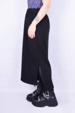 Юбки из футера Юбка из футера длинная с разрезом однотонная черная 1 Юбка из футера длинная с разрезом однотонная черная Магазин Толстовок Юбки из футера