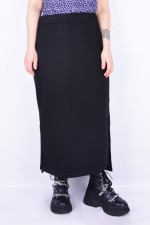 Юбки из футера Юбка из футера длинная с разрезом однотонная черная 2 Юбка из футера длинная с разрезом однотонная черная Магазин Толстовок Юбки из футера