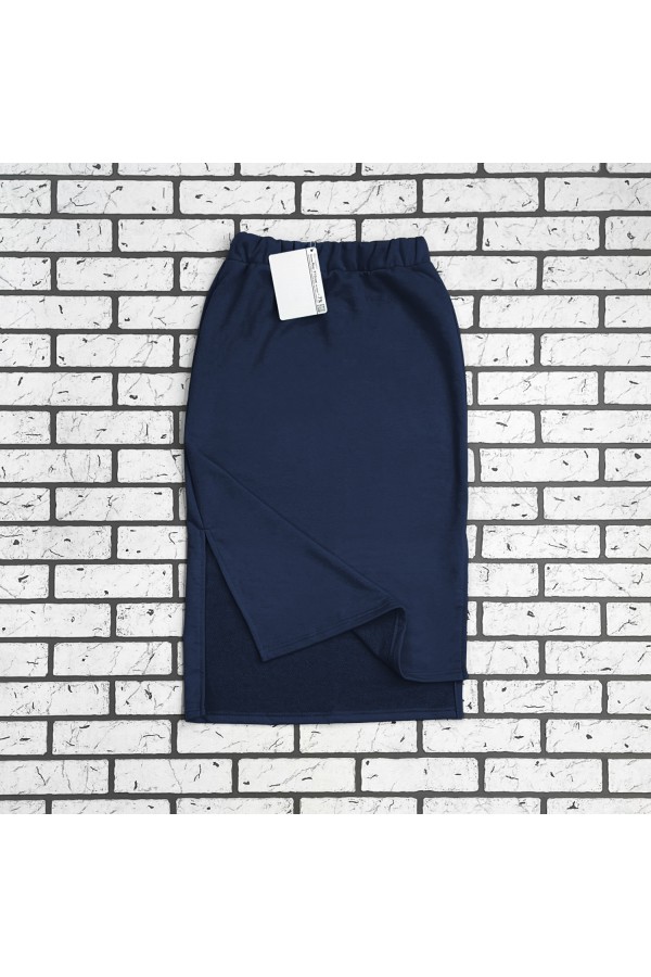  Long footer skirt indigo XS-38-40-Woman-(Женский)    Юбка из футера длинная с разрезом однотонная цвет индиго 