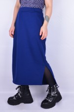 Юбки из футера Юбка из футера длинная с разрезом однотонная цвет индиго 2 Юбка из футера длинная с разрезом однотонная цвет индиго Магазин Толстовок Юбки из футера