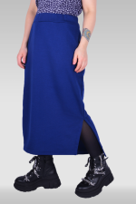Юбка из футера длинная с разрезом однотонная цвет индиго   Магазин Толстовок Юбки из футера