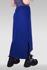 Юбка из футера длинная с разрезом однотонная цвет индиго   Магазин Толстовок Юбки из футера