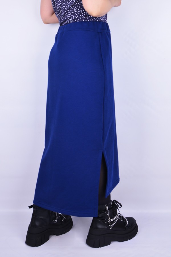 Юбки из футера Юбка из футера длинная с разрезом однотонная цвет индиго 4 Юбка из футера длинная с разрезом однотонная цвет индиго Магазин Толстовок Юбки из футера