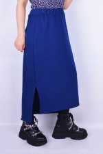 Юбка из футера длинная с разрезом однотонная цвет индиго Long footer skirt indigo S-40-42-Woman-(Женский) Юбка из футера длинная с разрезом однотонная цвет индиго
