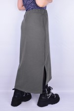 Юбки из футера Юбка из футера длинная с разрезом однотонная серая 1 Юбка из футера длинная с разрезом однотонная серая Магазин Толстовок Юбки из футера