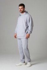 Костюм демисезонный: худи оверсайз и брюки мужские DG петельный Костюм оверсайз спортивный без начеса мужской цвет серый-меланж 3 Костюм оверсайз спортивный без начеса мужской цвет серый-меланж Магазин Толстовок Костюм демисезонный: худи оверсайз и брюки мужские DG петельный