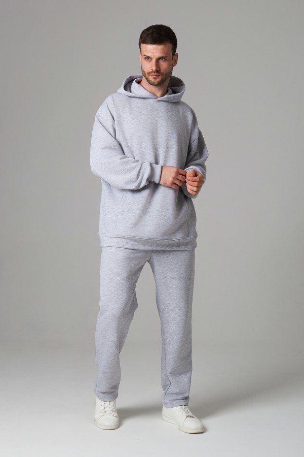 Костюм демисезонный: худи оверсайз и брюки мужские DG петельный Костюм оверсайз спортивный без начеса мужской цвет серый-меланж 1 Костюм оверсайз спортивный без начеса мужской цвет серый-меланж Магазин Толстовок Костюм демисезонный: худи оверсайз и брюки мужские DG петельный