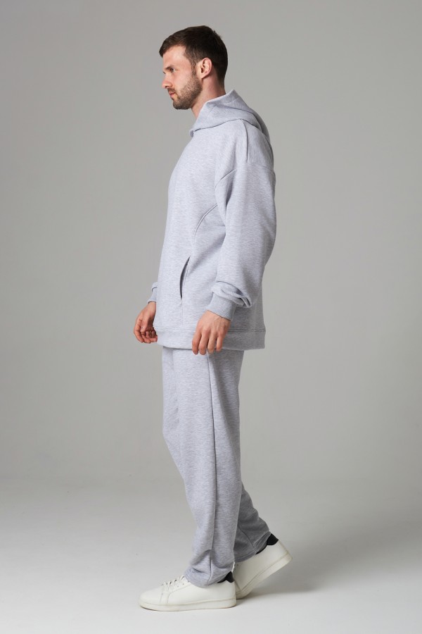 Костюм демисезонный: худи оверсайз и брюки мужские DG петельный Костюм оверсайз спортивный без начеса мужской цвет серый-меланж 4 Костюм оверсайз спортивный без начеса мужской цвет серый-меланж Магазин Толстовок Костюм демисезонный: худи оверсайз и брюки мужские DG петельный