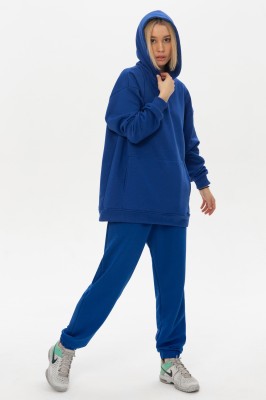 Оверсайз худи костюм синий петельный худи и брюки оптом. Пошив под заказ на фабрике в вашем цвете. Брендирование