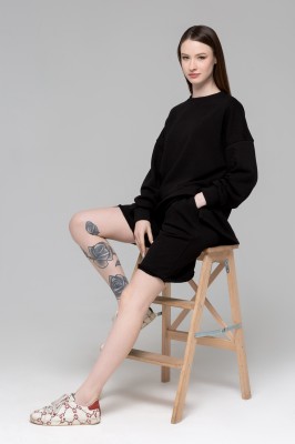 Летний костюм из плотного петельчатого футера - Свитшот Оверсайз и Шорты Оверсайз купить оптом в Москве