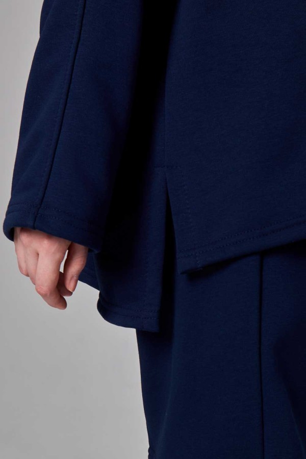 Костюм оверсайз трикотажный петельный темно-синий: шорты и свитшот   Магазин Толстовок DG OVERSIZE Костюмы ЖЕНСКИЕ демисезонные весна-осень