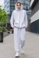  demi-season suit: Premium raglan gray melange 4XL-58-Unisex-(Мужской)    Костюм демисезонный без начеса: премиум худи реглан и брюки серый меланж 