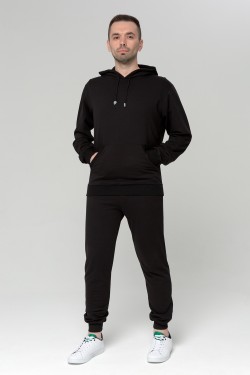 Мужской спортивный костюм: черная толстовка + черные брюки