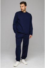  Summer suit joggers and longsleeve navy man S-46-Unisex-(Мужской)    Летний мужской спортивный костюм темно-синий: лонгслив и брюки джоггеры 