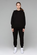 Летний женский спортивный костюм черный: худи с рукавом оверсайз и брюки джоггеры   Магазин Толстовок Летние костюмы: тонкая худи и джоггеры ЖЕНСКИЕ