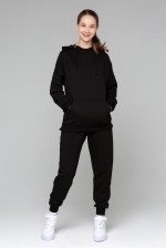 Летний женский спортивный костюм черный: худи с рукавом оверсайз и брюки джоггеры   Магазин Толстовок Летние костюмы: тонкая худи и джоггеры ЖЕНСКИЕ